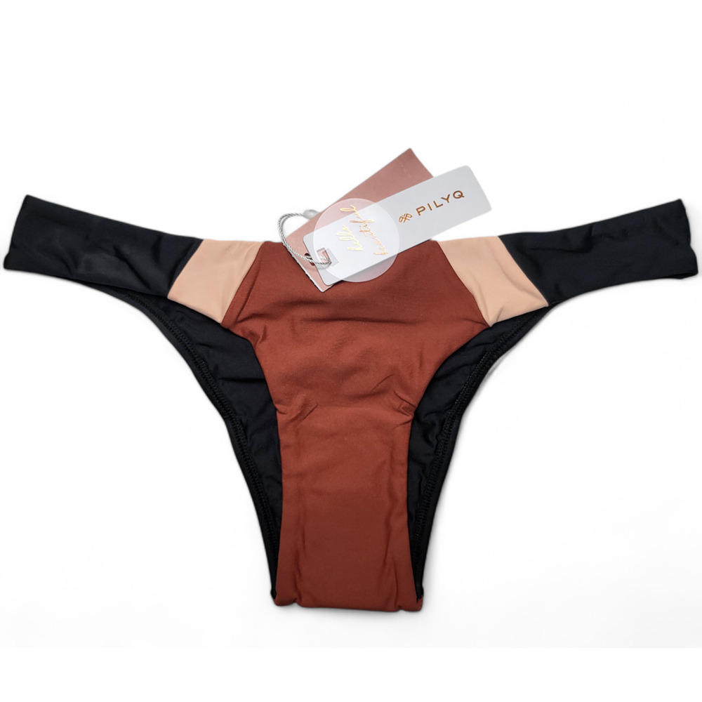 NWT PQ SWIM Henna Color Block‎ Teeny Bikini Swim Bottom Women's PILYQ Size M